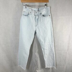 Levi’s 501 Premium Crop Button Fly Frayed Jeans Light Wash Size 28